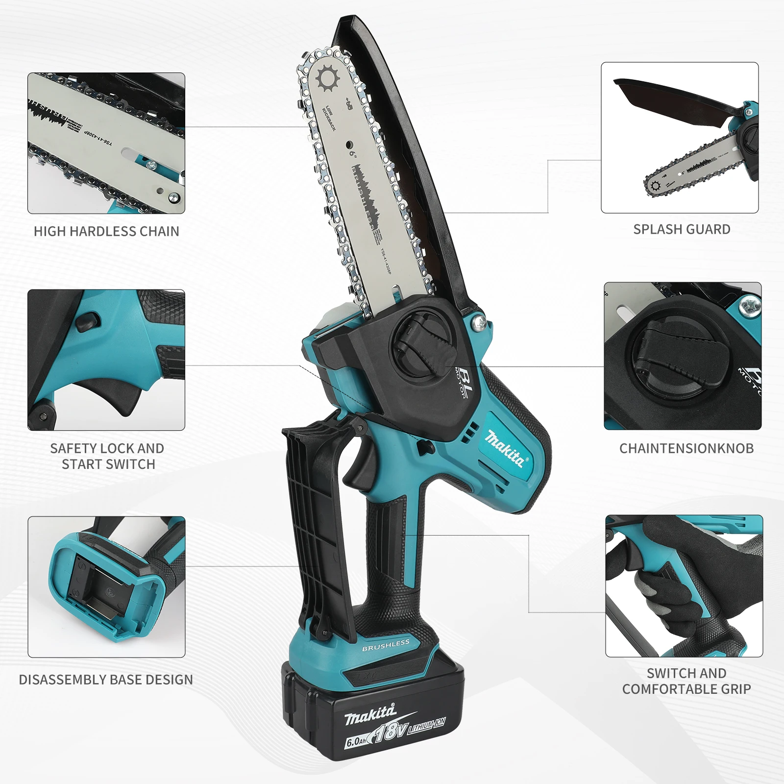 Mini Electric Chainsaw 6 Inch - Tronçonneuse sans fil pour le travail
