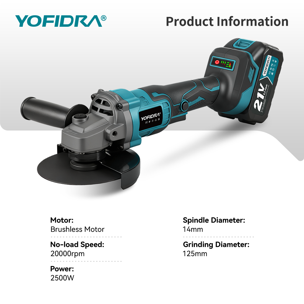 YOFIDRA 125mm meuleuse d'angle - Brushless Angle Grinder Battery Powered avis et prix